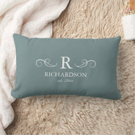Blaugraues Monogram Lumbar Pillow Lendenkissen