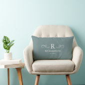 Blaugraues Monogram Lumbar Pillow Lendenkissen (Stuhl )