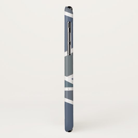 Blaugraues Mosaikmuster Case-Mate iPhone Hülle (Hinten/Links)