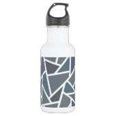 Blaugraues Mosaikmuster Edelstahlflasche (Vorderseite)