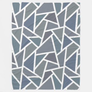 Blaugraues Mosaikmuster Fleecedecke