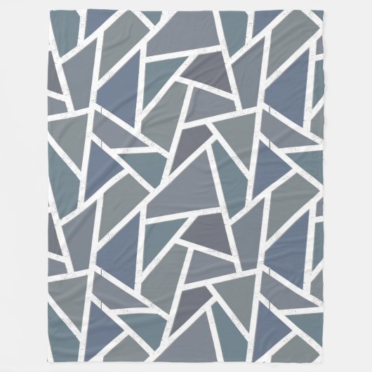 Blaugraues Mosaikmuster Fleecedecke (Vorderseite)