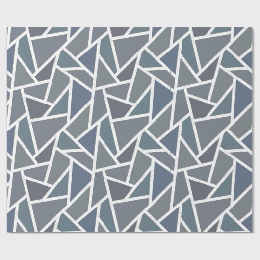 Blaugraues Mosaikmuster Geschenkpapier (Flach)