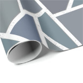 Blaugraues Mosaikmuster Geschenkpapier (Rolleneckpunkt)