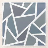 Blaugraues Mosaikmuster Glasuntersetzer (Vorderseite)