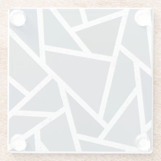 Blaugraues Mosaikmuster Glasuntersetzer (Rückseite)