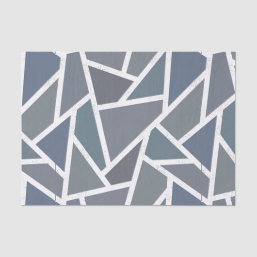 Blaugraues Mosaikmuster Seidenpapier (Vorderseite)