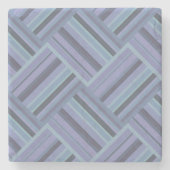 Blaugraues Muster der diagonalen Streifen Steinuntersetzer (Vorderseite)