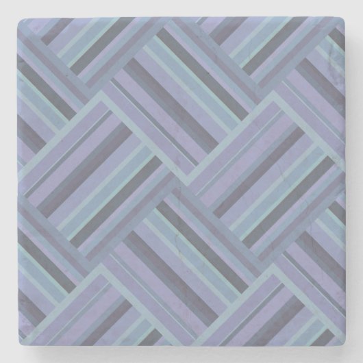 Blaugraues Muster der diagonalen Streifen Steinuntersetzer (Vorderseite)