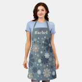 Blaugraues Retro-Blumenmuster Schürze (Getragen)