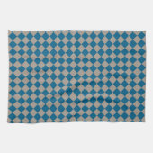 Blaugraues Schachbrett-Diamantmuster Geschirrtuch (Horizontal)