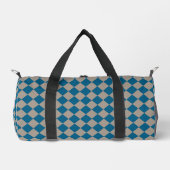 Blaugraues Schachbrett-Diamantmuster Klein Duffle Bag (Vorderseite)