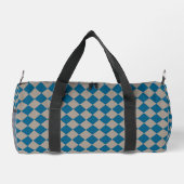 Blaugraues Schachbrett-Diamantmuster Klein Duffle Bag (Rückseite)