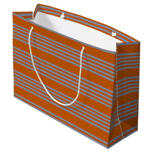Blaugraues und verbranntes 5-Streifen-Muster Große Geschenktüte