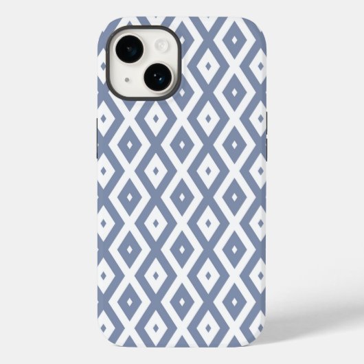 Blaugraues und weißes Diamantmuster Case-Mate iPhone Hülle (Rückseite)