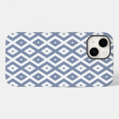 Blaugraues und weißes Diamantmuster Case-Mate iPhone Hülle (Rückseite (Horizontal))