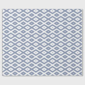 Blaugraues und weißes Diamantmuster Geschenkpapier (Flach)