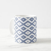 Blaugraues und weißes Diamantmuster Kaffeetasse (Vorderseite Links)