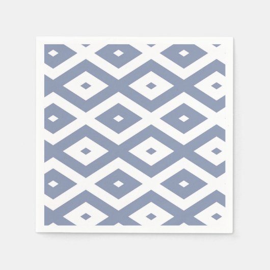 Blaugraues und weißes Diamantmuster Serviette (Vorderseite)