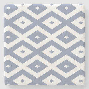 Blaugraues und weißes Diamantmuster Steinuntersetzer