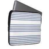 Blaugraues und weißes Fünf-Streifen-Muster Laptopschutzhülle (Vorne Rechts)