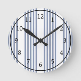 Blaugraues und weißes Fünf-Streifen-Muster Runde Wanduhr