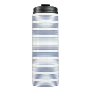 Blaugraues und weißes Fünf-Streifen-Muster Thermosbecher
