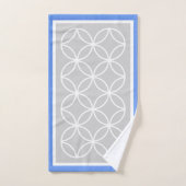 Blaugraues und weißes geometrisches Muster Badhandtuch Set (Handtuch)