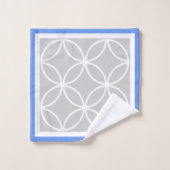 Blaugraues und weißes geometrisches Muster Badhandtuch Set (Waschlappen)