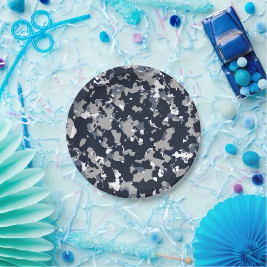 Blaugraues Weiß Camouflage Camouflage Muster Party Pappteller (Party)