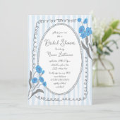 Blaugraues weißes Brautparty Einladung (Stehend Vorderseite)