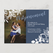 Blaugraues, weißes Hochzeitsankündigungs-Foto Postkarte (Vorderseite)