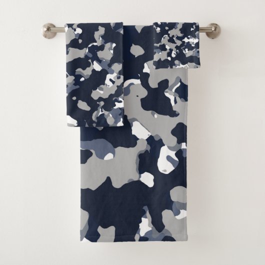Blaugraues White Camouflage Camouflage Muster Badhandtuch Set (Insitu)