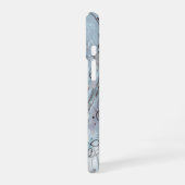 Blaugraues zeitgenössisches abstraktes Design iPhone 16 Hülle (Linke Seite)