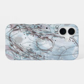 Blaugraues zeitgenössisches abstraktes Design iPhone 16 Hülle (Rückseite (Horizontal))