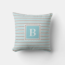 Blaugraues Zickzack Monogramm Pillow Kissen