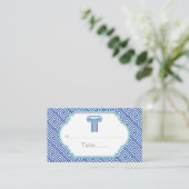 Blaugriechische Schlüssel- und Säulenhochzeit-Plat Platzkarte (Stehend Vorderseite)