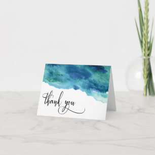 Blaugrün Aqua Aquarell Hochzeit Danke 1