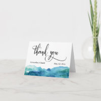 Blaugrün Aqua Aquarell Hochzeit Danke 3
