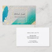 Blaugrün Aquarellfarben Imitat Goldfolie Details Visitenkarte (Vorne/Hinten)