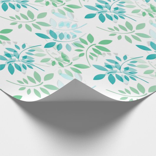 Blaugrün-Blätter Geschenkpapier (Ecke)