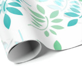 Blaugrün-Blätter Geschenkpapier (Rolleneckpunkt)