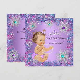 Blaugrün Blau Lila Rosa Prinzessin Baby Shower Bra Einladung