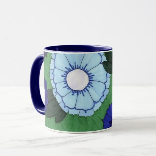 Blaugrün blühende Tasse (Vorderseite Links)