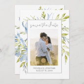 Blaugrün Blumengrün FOTO Inspiration Save The Date (Vorne/Hinten)