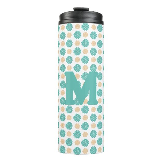 Blaugrün Blütentherme Thermosbecher (Vorderseite)