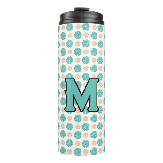 Blaugrün Blütentherme Thermosbecher (Vorderseite)