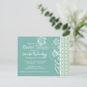 Blaugrün & Creme Floral; Aloha Einladungspostkarte (Stehend Vorderseite)