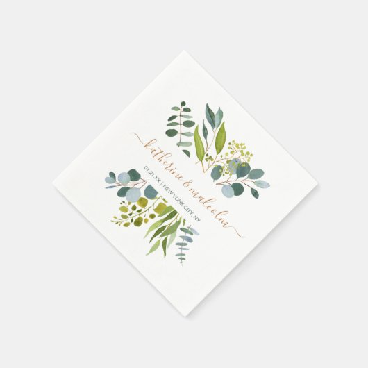 Blaugrün, Eukalyptus Wedding Serviette (Ecke)