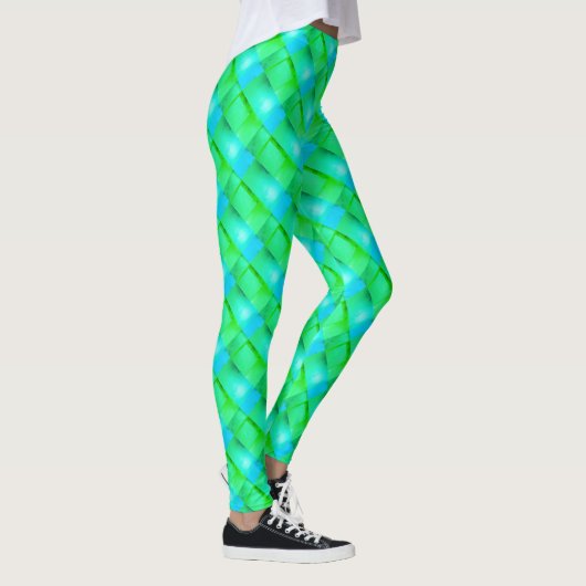 Blaugrün gebogene Rechtecke oder Streifen, die dün Leggings (Rechts)